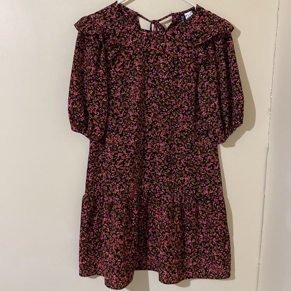 Divided H&M Black/Pink Floral Print Short Dress Women Size XS - Picture 6 of 12